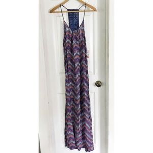 NWT Wallflower Dress Sz L Blue Chevron Crochet (F)